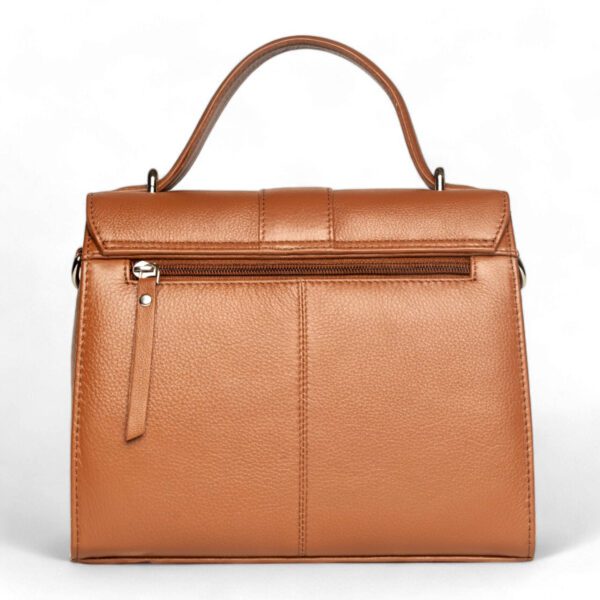 Classic Tan Structured Top-Handle Bag - Image 3