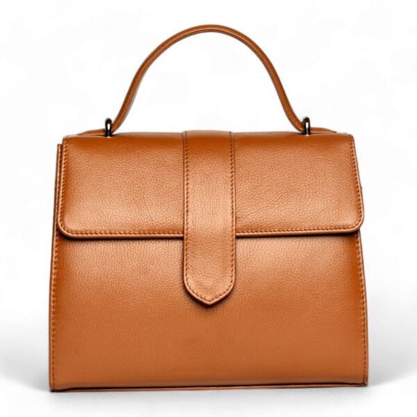 Classic Tan Structured Top-Handle Bag