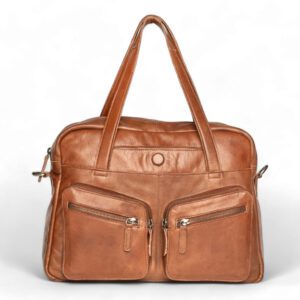 BIS00006 Urban Tan Leather Duffel Tote