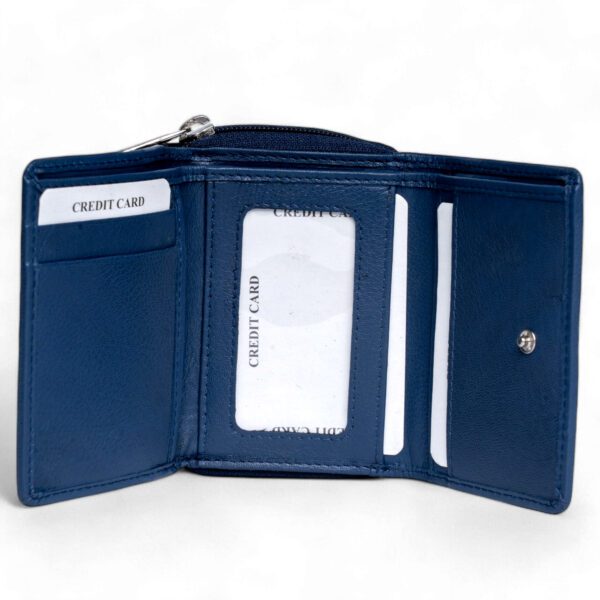 Compact Leather Wallet – Navy Blue - Image 3