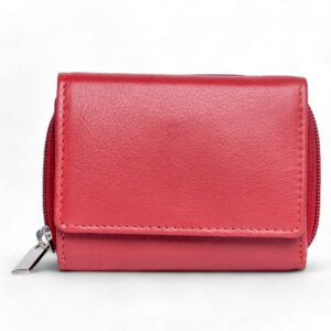 Compact Leather Wallet – Red