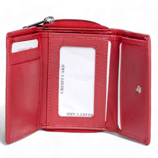 Compact Leather Wallet – Red - Image 3