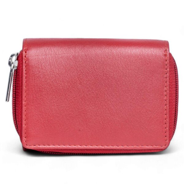 Compact Leather Wallet – Red - Image 4