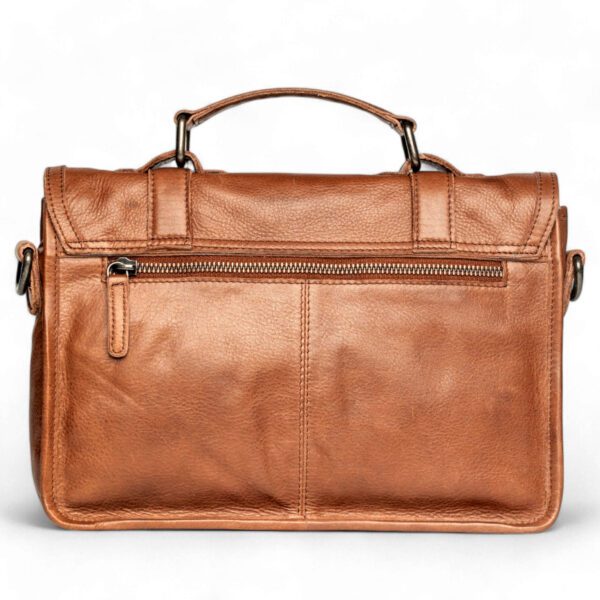 Vintage Tan Leather Satchel - Image 3