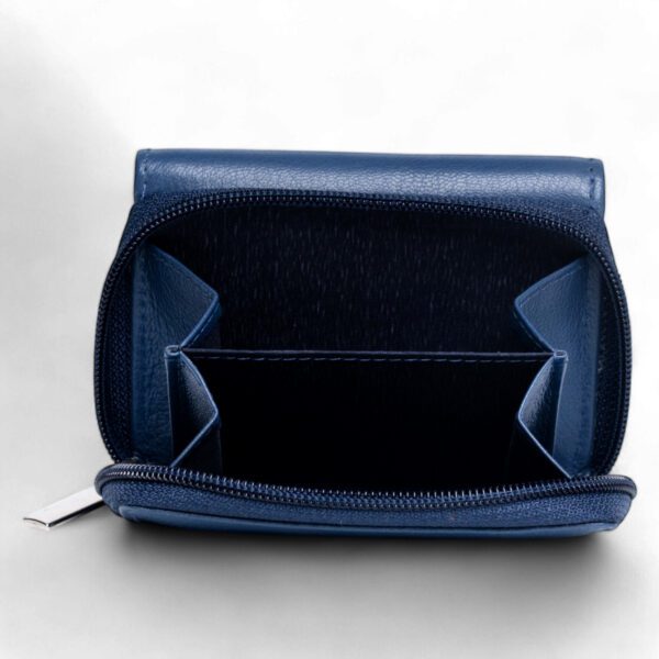 Compact Leather Wallet – Navy Blue - Image 2