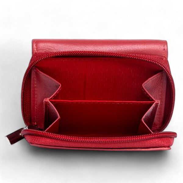 Compact Leather Wallet – Red - Image 2