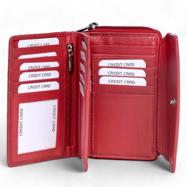 Long Leather Wallet – Ruby Red - Image 3