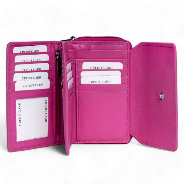 Long Leather Wallet – Fuchsia Pink - Image 3